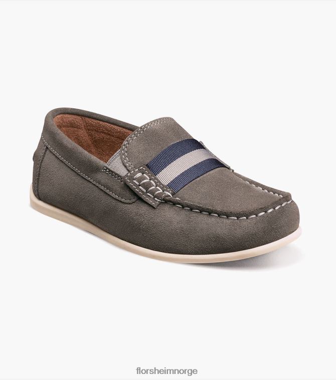 nei Florsheim barn fottøy jasper jr. moc tåstropp loafer grå semsket skinn 08PX62429