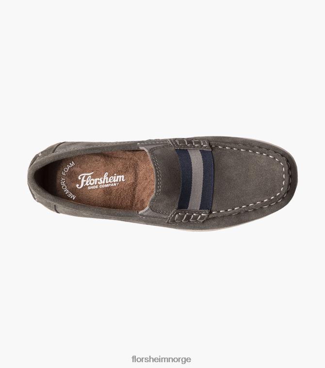 nei Florsheim barn fottøy jasper jr. moc tåstropp loafer grå semsket skinn 08PX62429