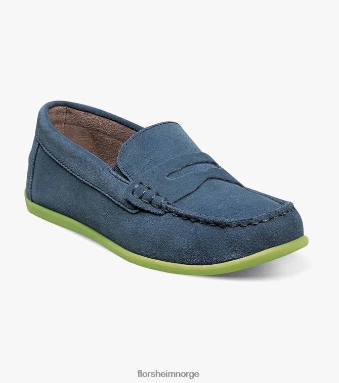 nei Florsheim barn fottøy jasper jr. moc toe penny driver blå semsket skinn 08PX62438