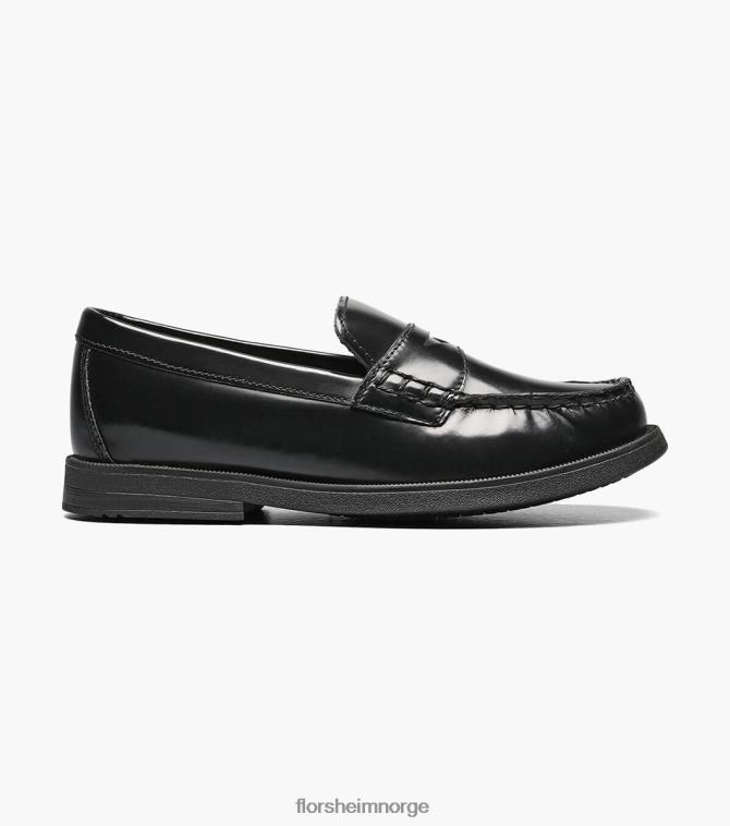 nei Florsheim barn fottøy krokket jr. moc toe penny loafer svart 08PX62495
