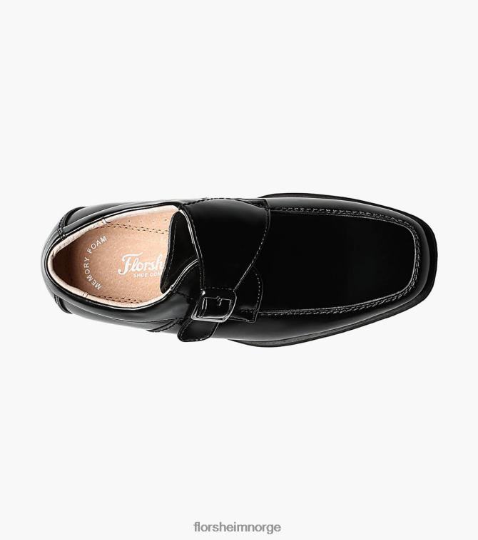 nei Florsheim barn fottøy avsløre jr. moc toe munk stropp oxford svart 08PX62485