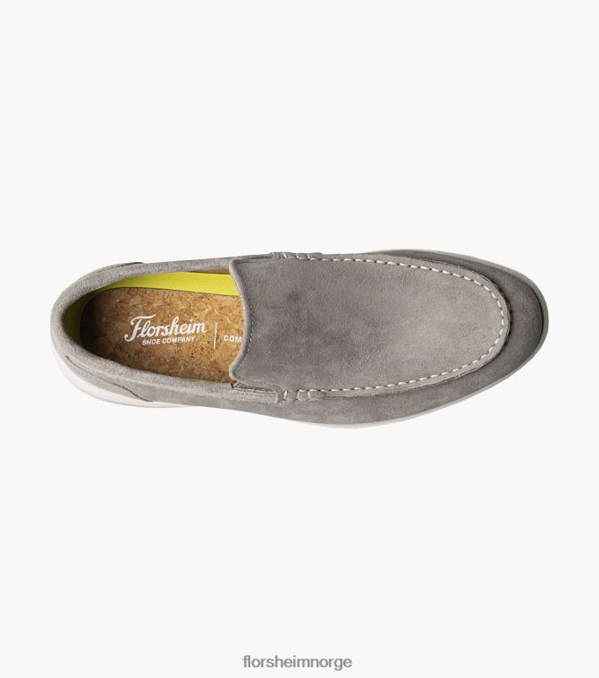Nei Florsheim menn fottøy hamptons moc toe venetiansk loafer grå semsket skinn 08PX621
