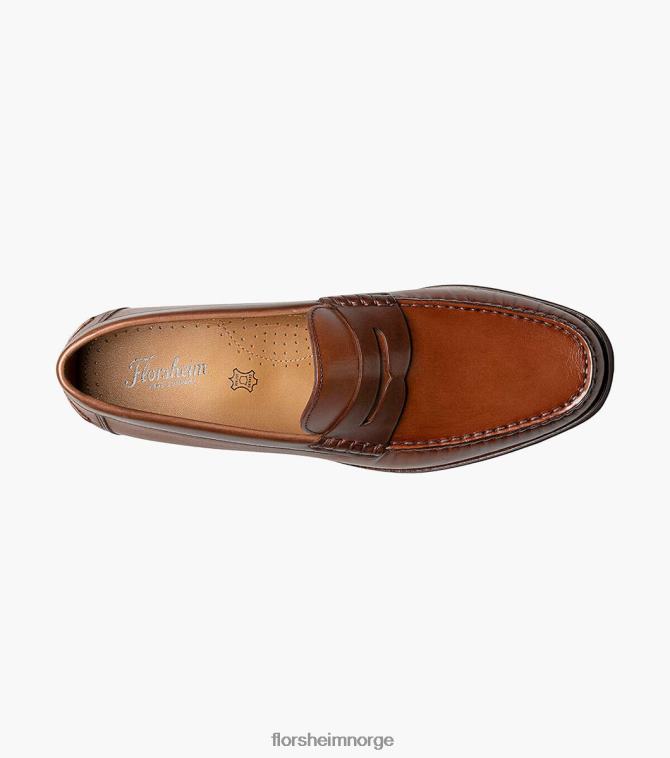 nei Florsheim menn fottøy berkley flex moc toe penny loafer cognac multi 08PX62177