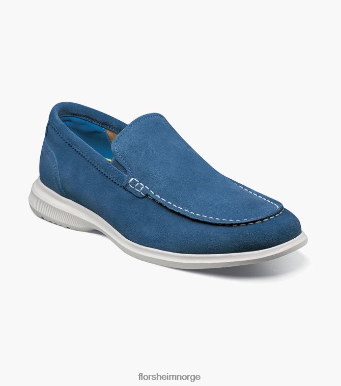 nei Florsheim menn fottøy hamptons moc toe venetiansk loafer blå semsket skinn 08PX627
