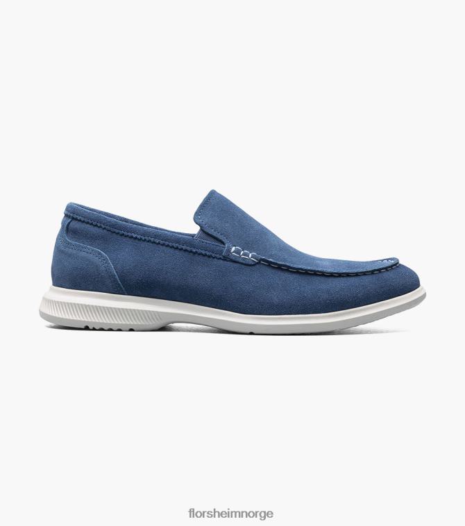 nei Florsheim menn fottøy hamptons moc toe venetiansk loafer blå semsket skinn 08PX627