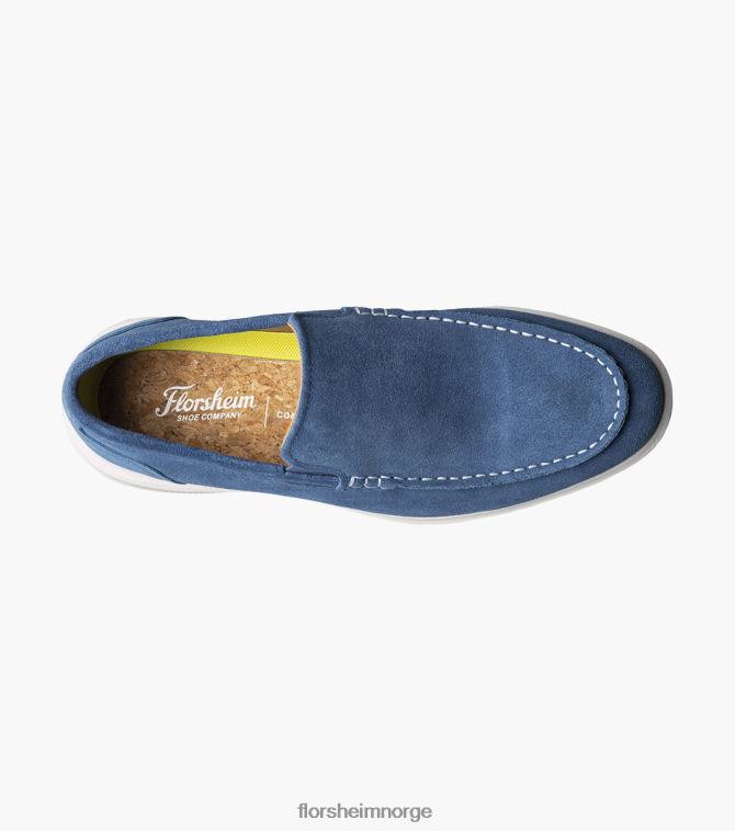 nei Florsheim menn fottøy hamptons moc toe venetiansk loafer blå semsket skinn 08PX627