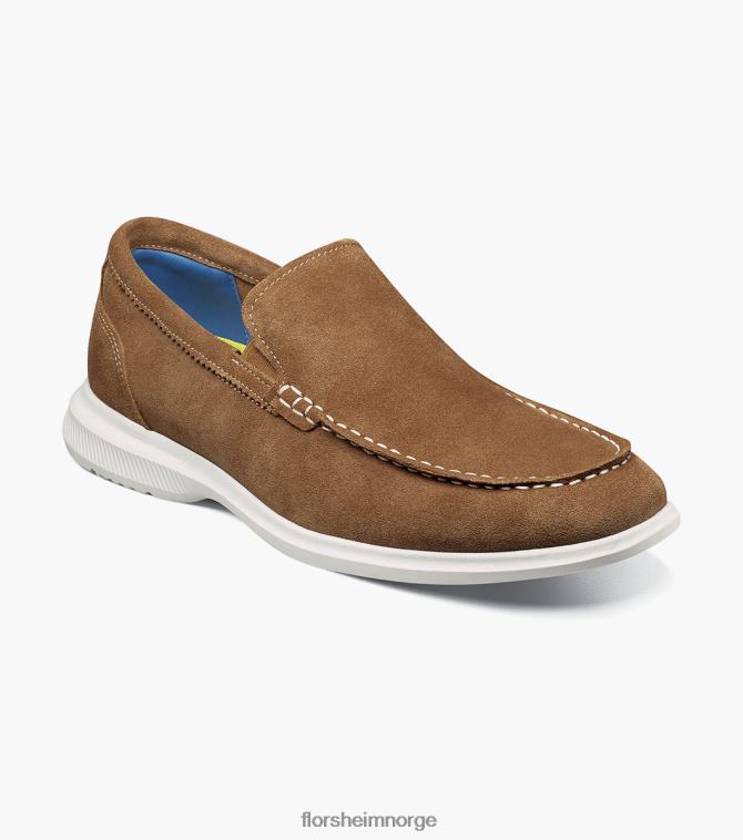 nei Florsheim menn fottøy hamptons moc toe venetiansk loafer brunt semsket skinn 08PX625