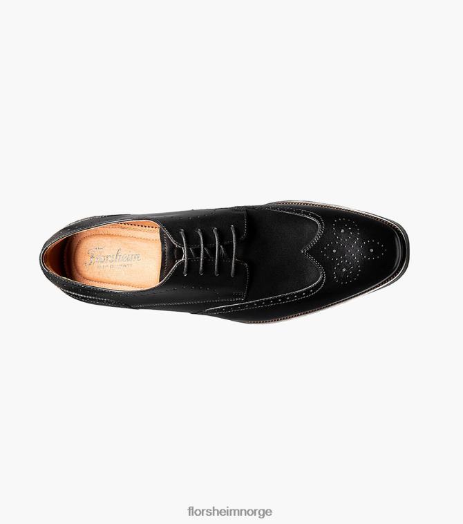 nei Florsheim menn fottøy sorrento vingetip oxford svart 08PX62147