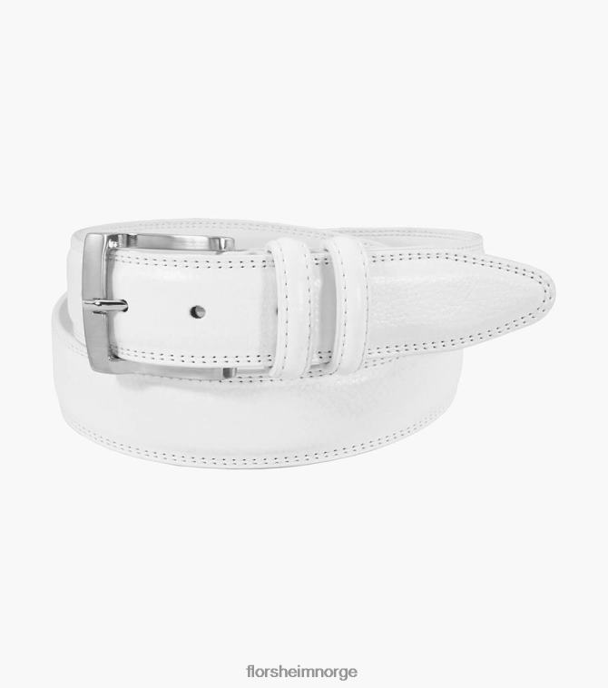 nei Florsheim unisex tilbehør martin pebble grain lærbelte hvit 08PX62528