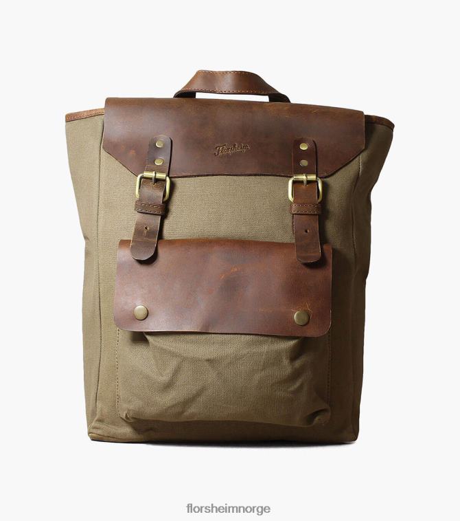 nei Florsheim unisex tilbehør ryggsekk i orazio lerret/skinn grønn 08PX62622