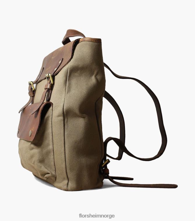 nei Florsheim unisex tilbehør ryggsekk i orazio lerret/skinn grønn 08PX62622