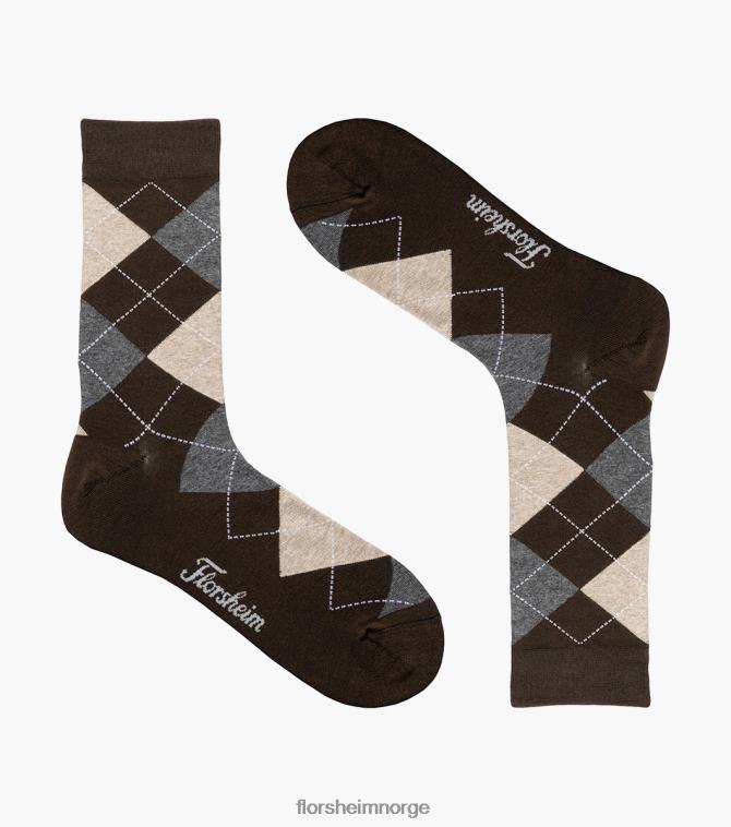 nei Florsheim unisex tilbehør argyle crew dress sokker brun 08PX62579